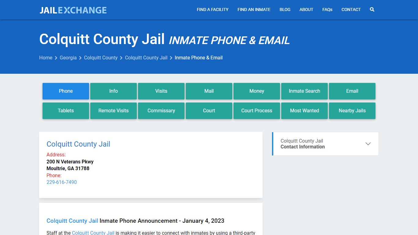 Inmate Phone - Colquitt County Jail, GA - Jail Exchange
